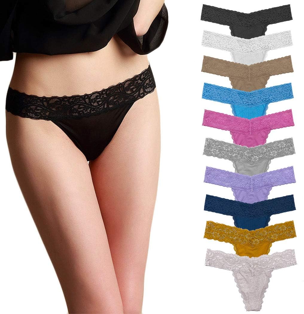WKFIINM Pack of 6 Tangas Sexy Retro Cotton Thongs for Women, High Waist Plus Size Thong Panties, Grey+white+red