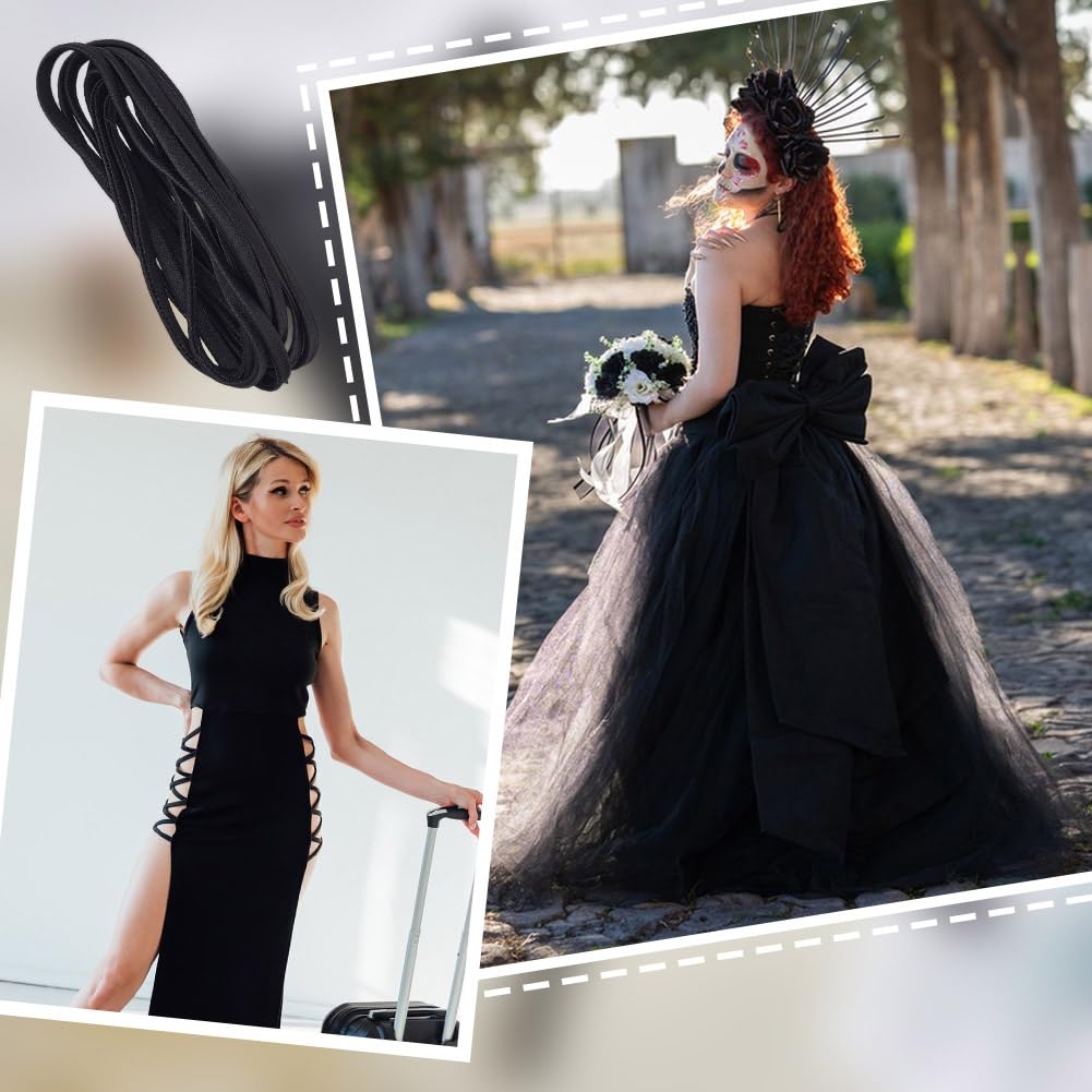 Amazon.com: AHANDMAKER 78.74 Inches Women's Tie Back for Wedding Bridal Gown,  Black Lace up Ribbon for Wedding Dress Cord Back for Zipper Replacement  Wedding Prom Dresses, Black