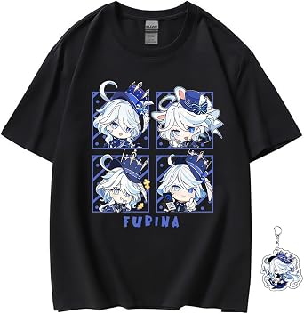 Anime Shirt for Men Women Unisex Costume Casual Anime Black Anime T-Shirt, Free Keychain
