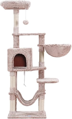 Miniatura 21 de Hey-brother Árbol para gatos con hamaca grande, torre para gatos de varios niveles para gatos de interior, condominio para gatos con postes