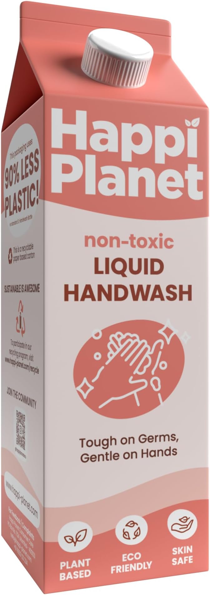 Happi Planet | Organic Liquid Handwash Refill | 1L | Oud Fragrance | Moisturizing Hand Wash | Natural, Non-Toxic, Herbal, Eco-Friendly, Chemical Free, pH Balanced, Tough On Germs, Gentle On Hands