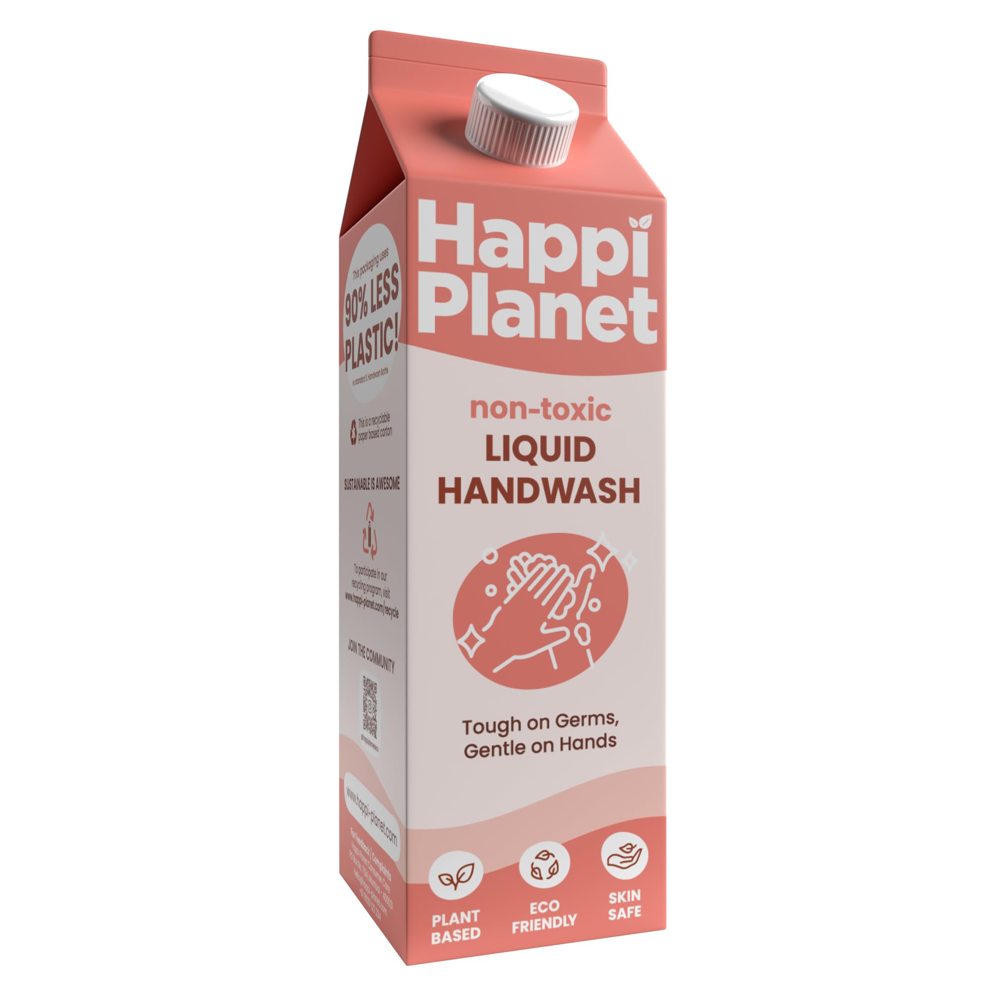 Happi Planet | Organic Liquid Handwash Refill | 1L | Oud Fragrance | Moisturizing Hand Wash | Natural, Non-Toxic, Herbal, Eco-Friendly, Chemical Free, pH Balanced, Tough On Germs, Gentle On Hands