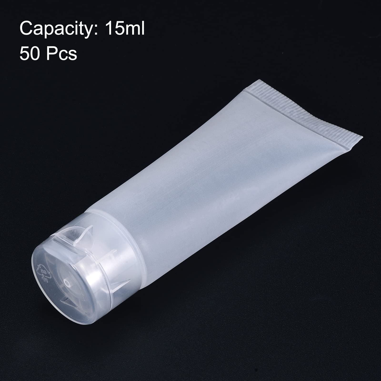 PATIKIL 15ml Spremi Tubo, 50pz Vuoto Cosmetici Tubi Plastica con Flip Coperchio per Viaggio Famiglia, Traslucido Smerigliato