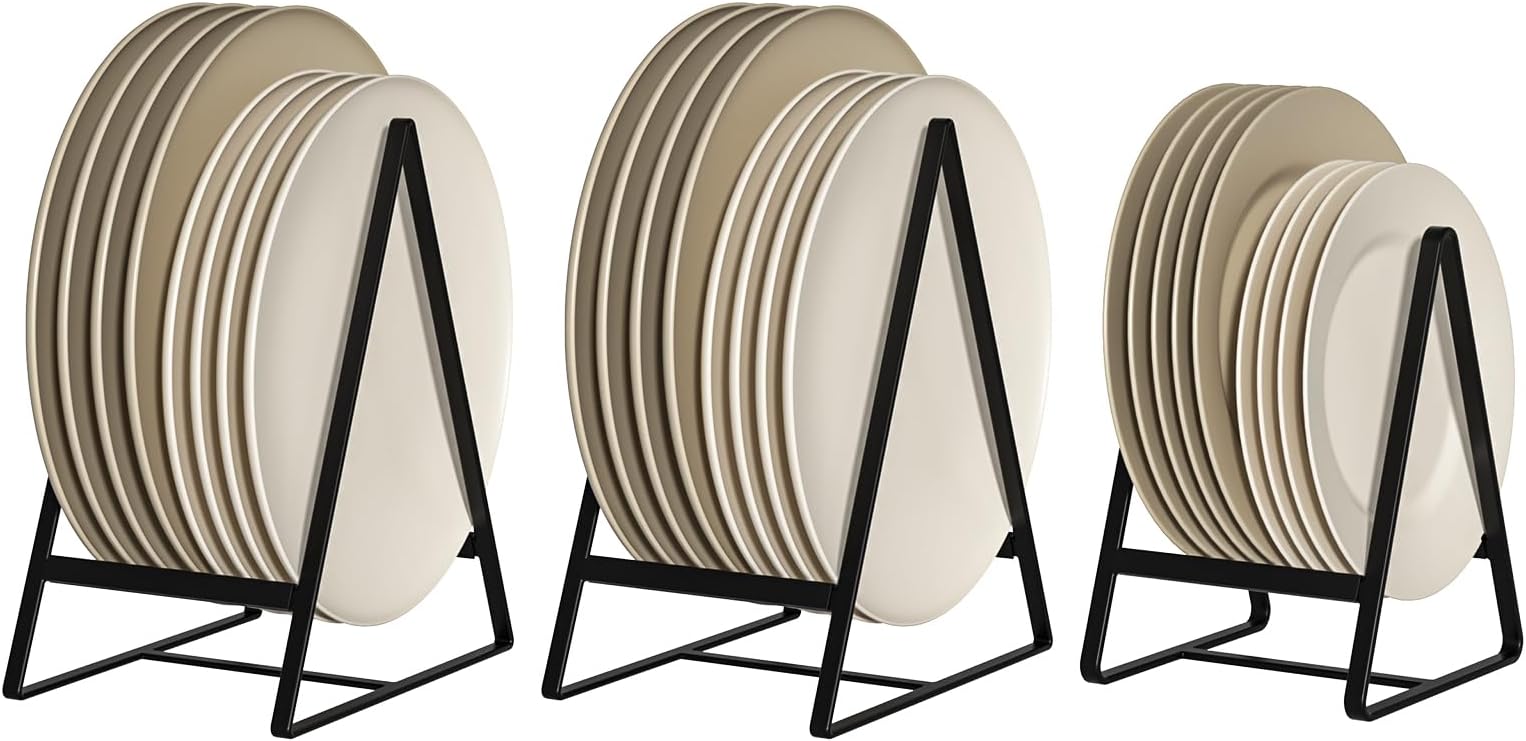 Skylety 8 Pcs Plate Holders Organizer Metal Dish Storage Dying Display Rack