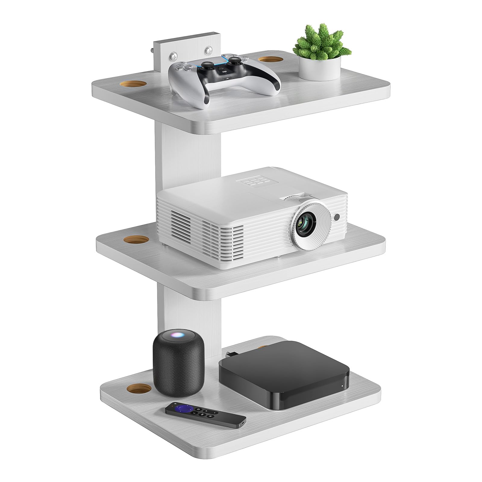 WALI Floating TV Shelf, 3 Tier Projector Shelf for DVD Players, Routers, Game Consoles, Cable Boxes, Living Room Decor Accessories, Wall Mount Shelves