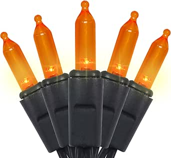 Orange LED Halloween Lights - 35 Count, 11 Feet Black Wire, Connectable, UL Certified
