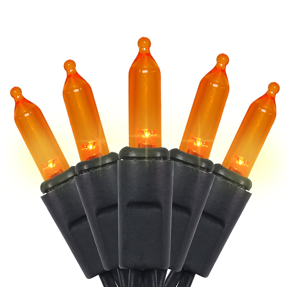 MULTI-SPARKING Orange LED Halloween Lights - 35 Count String Lights, 11ft Black