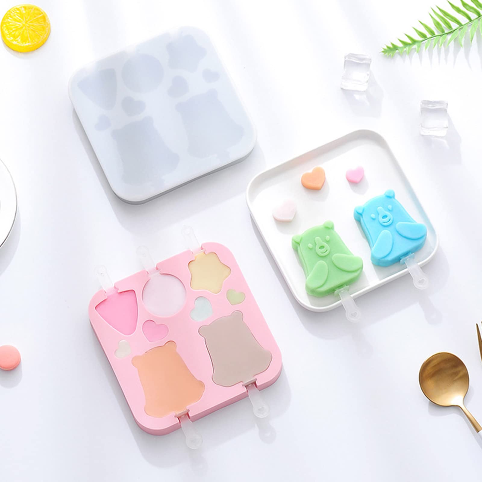 Moldes for paletas de hielo de silicona for moldes de paletas Juego de moldes for paletas de hielo for purés Moldes for helados con cubierta,Moldes para helados(A)