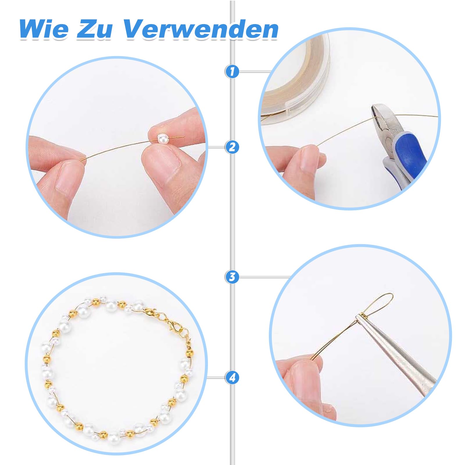 Perlen Set Mit Schmuckdraht - 2x25m Silber & Gold | 1260-teilig Für Armbänder & Ketten DIY