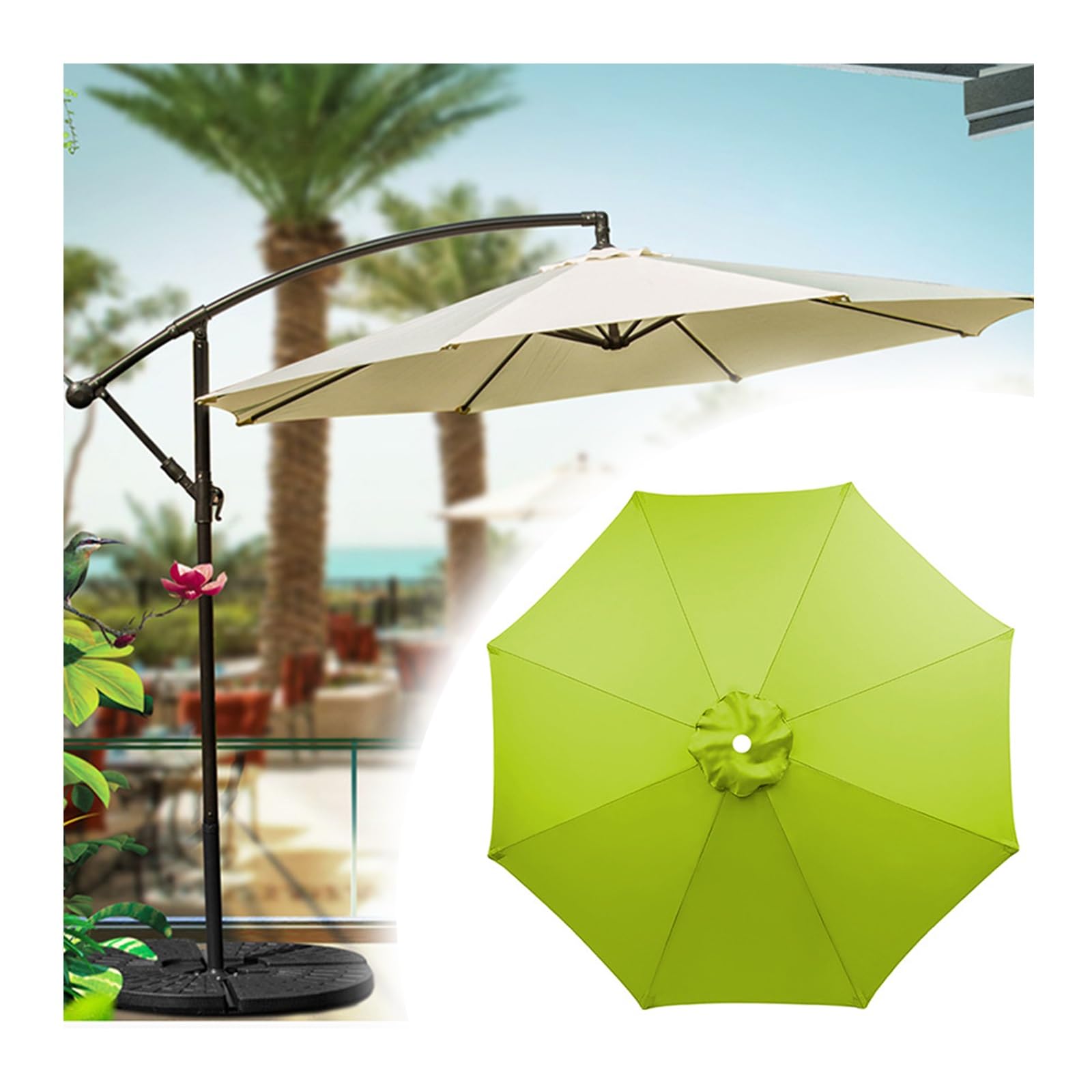 Tettuccio sostitutivo for ombrellone da giardino a 6/8 stecche, parte superiore rotonda for ombrellone da esterno, parasole impermeabile, telaio da 1 pezzo non incluso(Pure White,2.5m/8.2ft-6ribs)