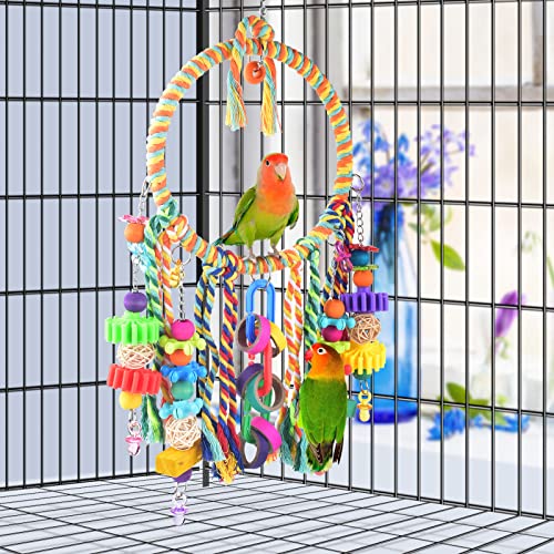 image for KATUMO Bird Toys, Bird Swing Toy Bird Perch with Colorful Chewing Toys