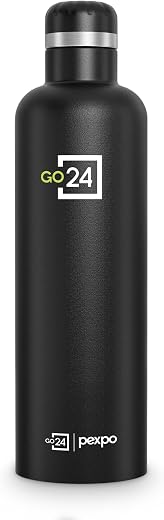 Go24 pexpo Water Bottle 750ml Stainless Steel | Hot and Cold Flask | ISI Certified Steel Bottle | 3 Layer Insulation | Lea...
