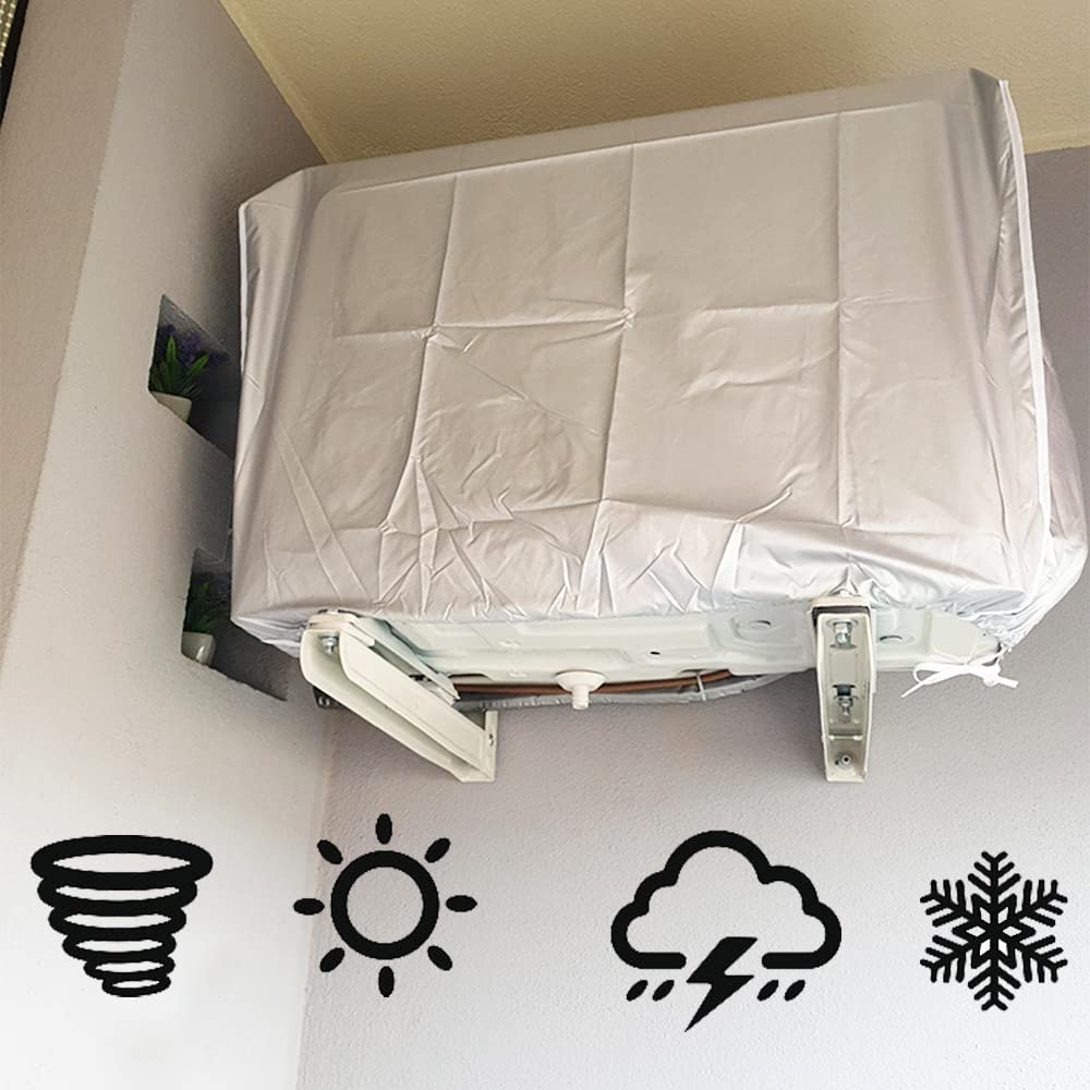 Coperchio del Climatizzatore, Copertura del Condizionatore D'aria, Copertura Condizionatore Esterno, Outdoor condizionatore d' aria copertura impermeabile, Impermeabile (D'argento) (94*40*73CM)