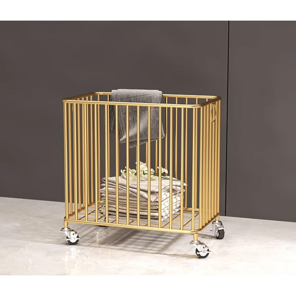 Kosz na Pranie Rollende wasmand met wielen Metalen wasmand Winkelwagen Nordic Luxe Basketbal Speelgoed Opbergorganisator Bak Badkamer Vuile Kleren Mand voor Sportuitrusting Pojemnik