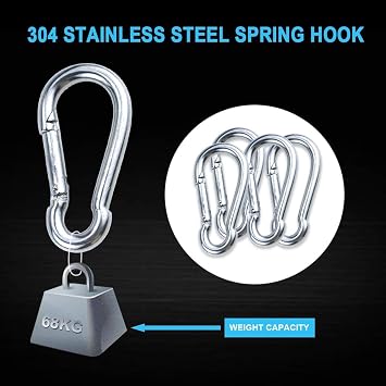 KAHEIGN M6 Awning Attachment Set, 44 Pcs Heavy Duty Sun Shade Sail Stainless Steel Hardware Kit for Triangle Square Rectangle Sun Shade Sail Installation
