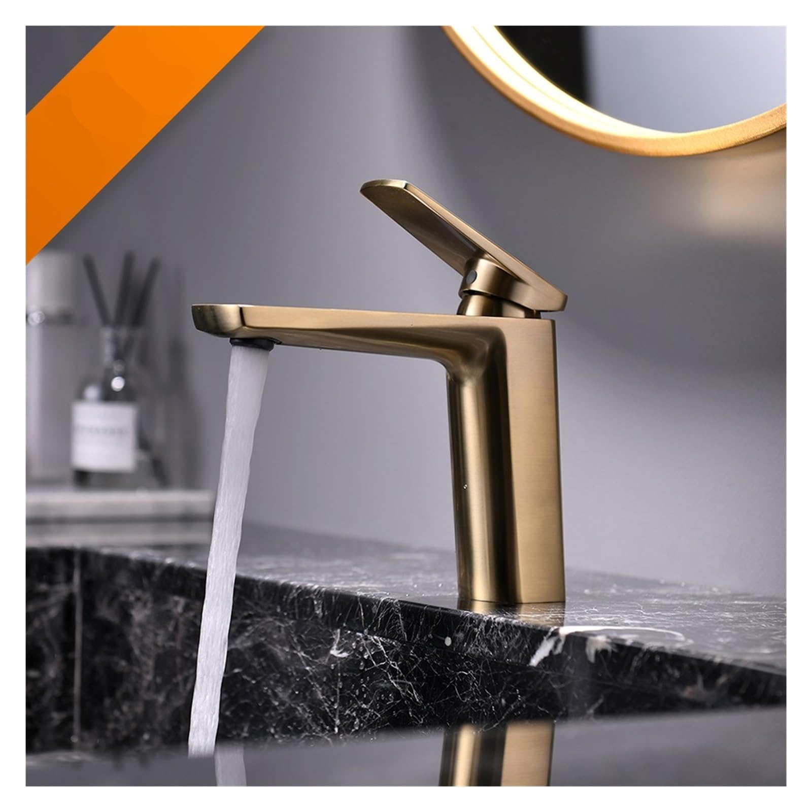 Luksusowe baterie łazienkowe Bateria umywalkowa Bateria zlewozmywakowa Bateria z ciepłą i zimną wodą Mosiądz Chrom Czarny Szczotkowane złoto(Brushed Grey Faucet)