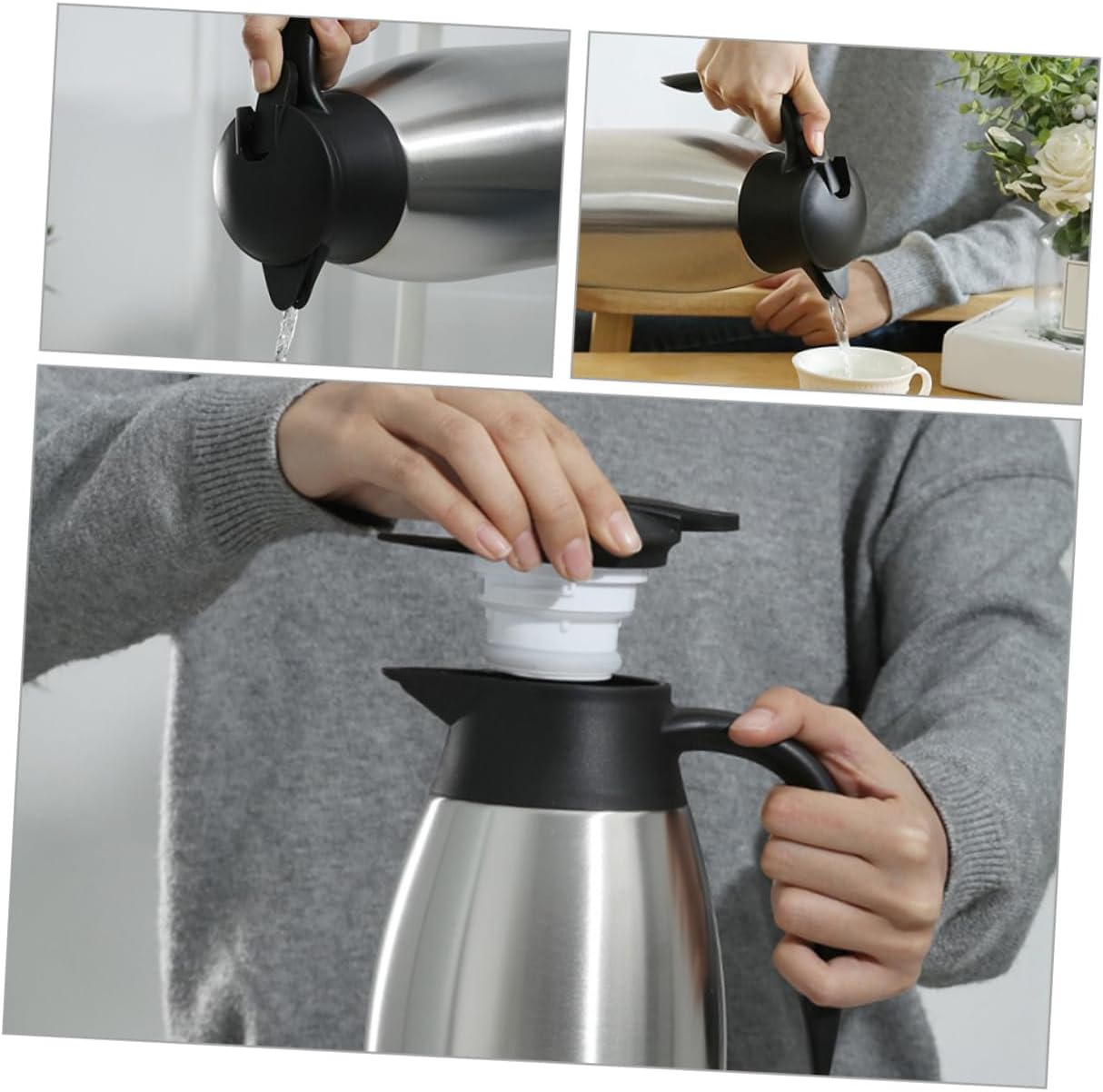 Ciieeo Insulated Stainless Carafe Double Wall Thermal Beverage Dispenser for Hot Cold Drinks for Home Use Chemical for Coffee