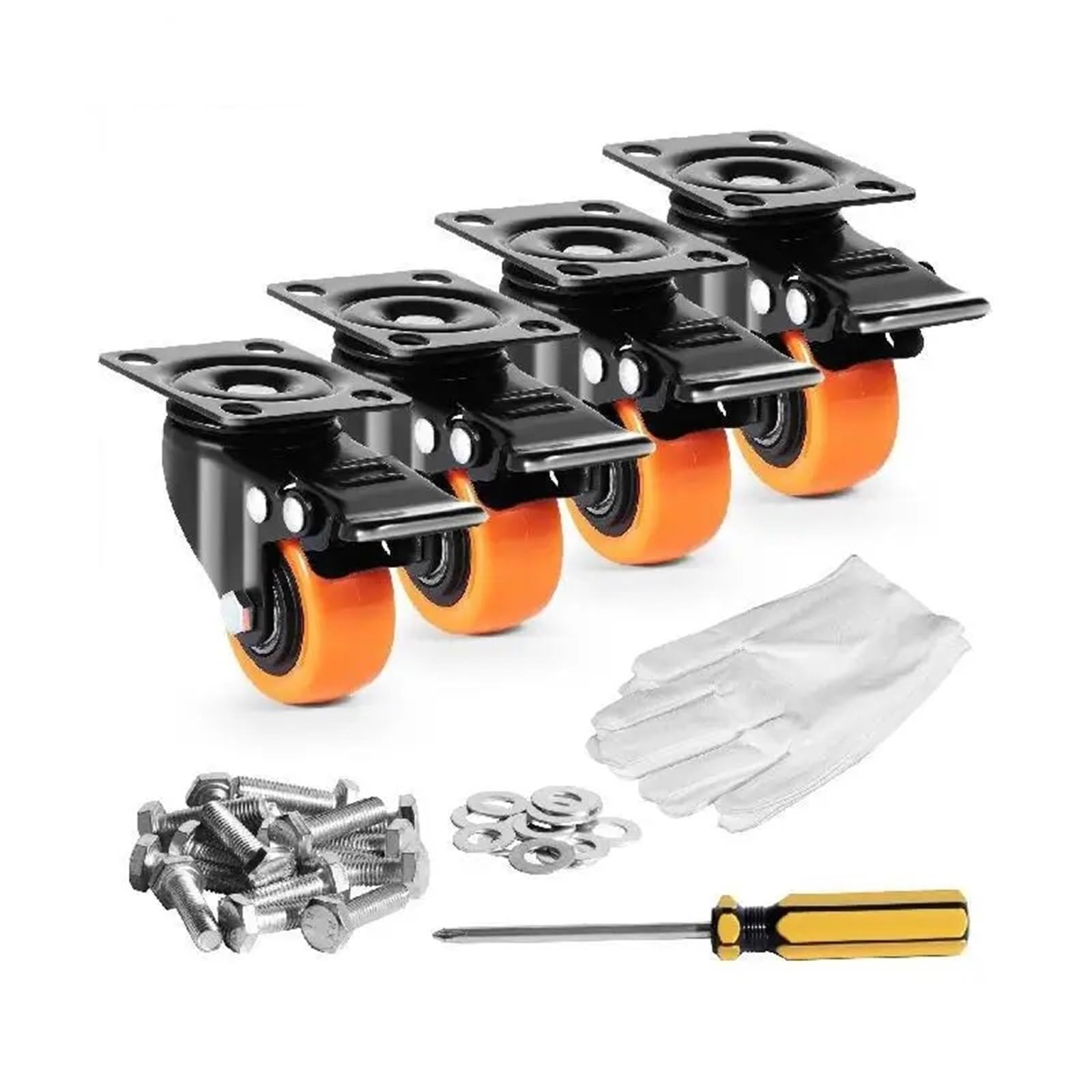 GBRJUYF 4-inch Swivel Plate Casters Set of 4 - Heavy Duty Dual Locking PVC Castor Wheels for Furniture, Carts & Workbenches - Smooth Mobility & Security