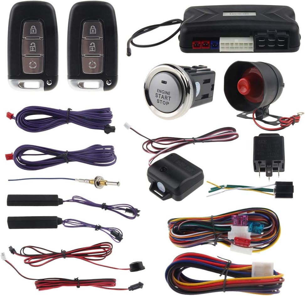 EC009-K-L PKE car Alarm Remote Start keyless Entry Push Start Button Shock Alarm Warning for dc12V Cars