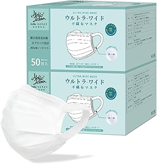 マスク 不織布 【15mm幅広耳紐】耳が痛くならない hellozebraマスク 個包装 使い捨て Ωプリーツ設計 3層構造 カケンテスト済 息がしやすい 肌にやさしい