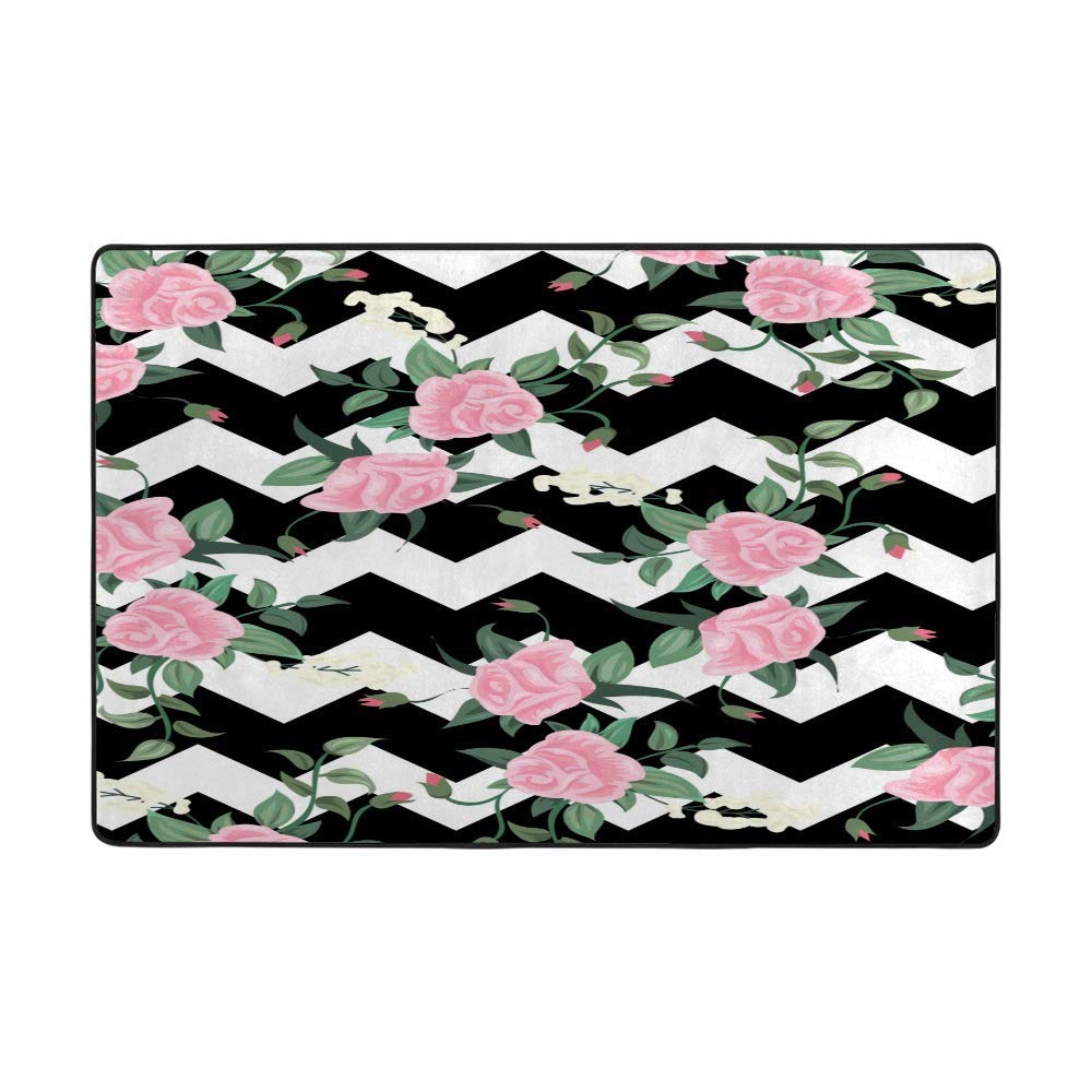 Tapis de sol en velours corail motif fleur de rose pour une chambre cosy et élégante