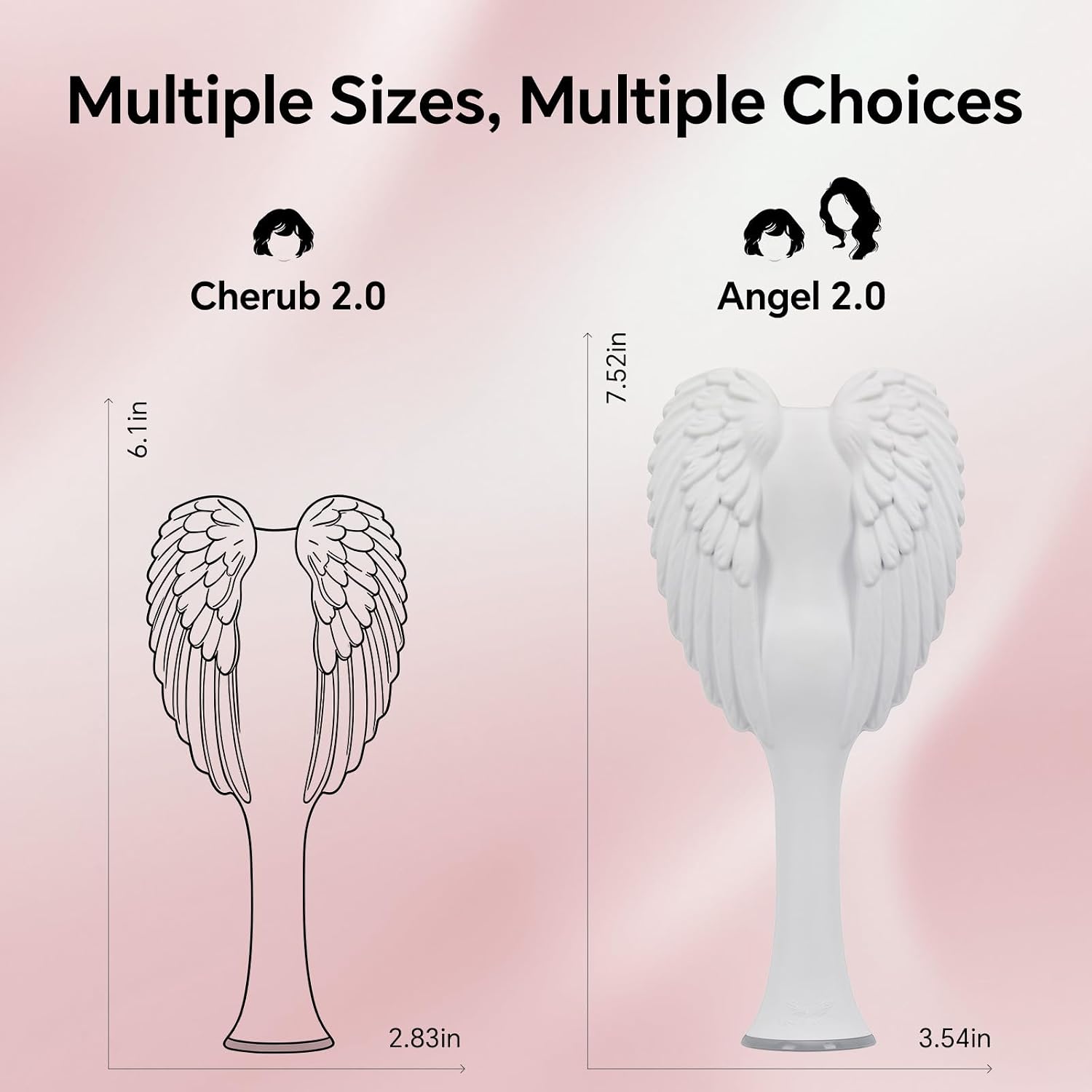 Detangling Hair Brush - Anti Static Angel Wing Hair Brush with Soft & Flexible Bristle for Straight & Wavy Hair - Tangle Angel Hair Detangler Brushes for Blow Drying & Shower - Matt White
