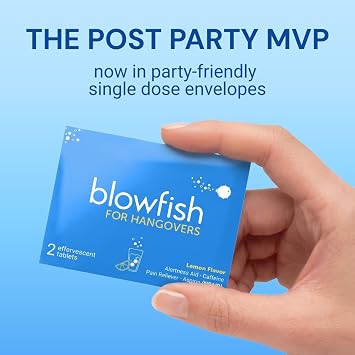 Blowfish for Hangovers | Perfect for Welcome Bags, Hangover Kits, Wedding & Bachelorette Favors | Fast Hangover Relief | 25 Single Dose Envelopes | Starts to Work in 15 Minutes