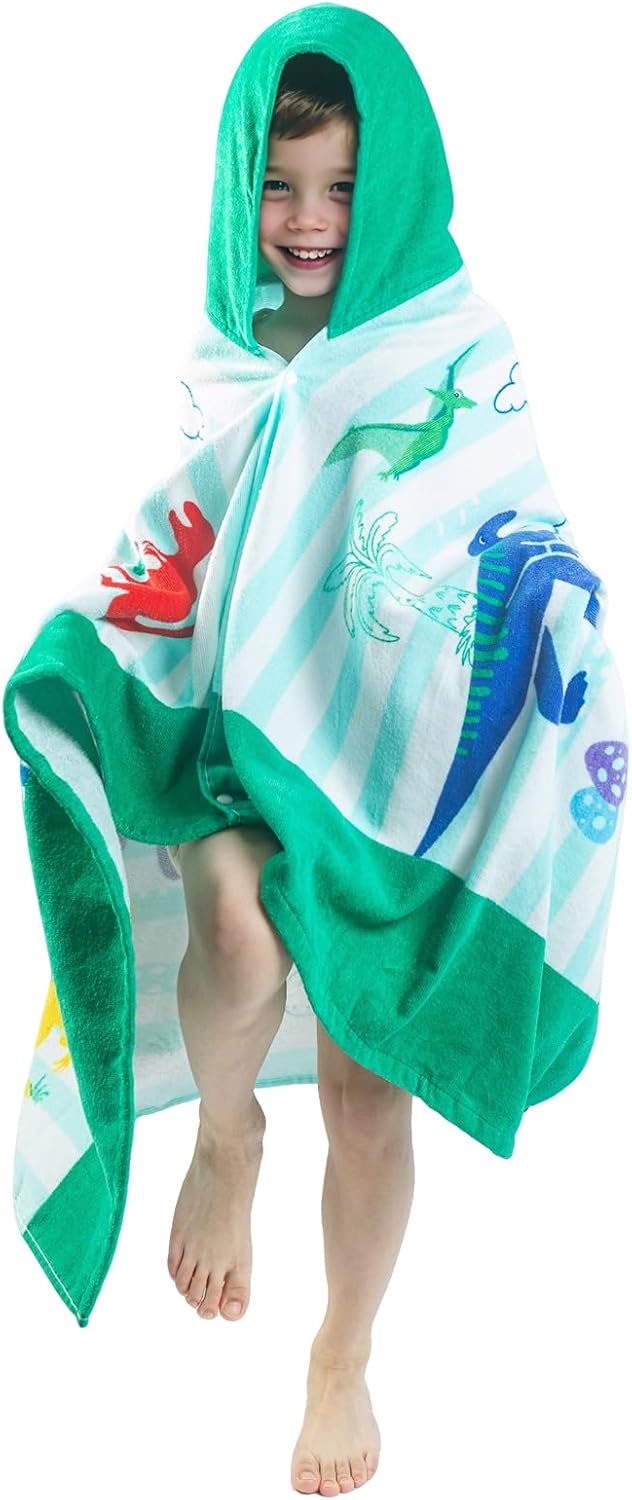 Gealaek 100% Cotton Hooded Towel for Toddlers 5-12 Years Boys Girls 60"x30" Extra Large Wearable Wrap Kids Bath Pool Beach Towel Soft Absorbent Beach Poncho(Dinosaur XL) - Image 8