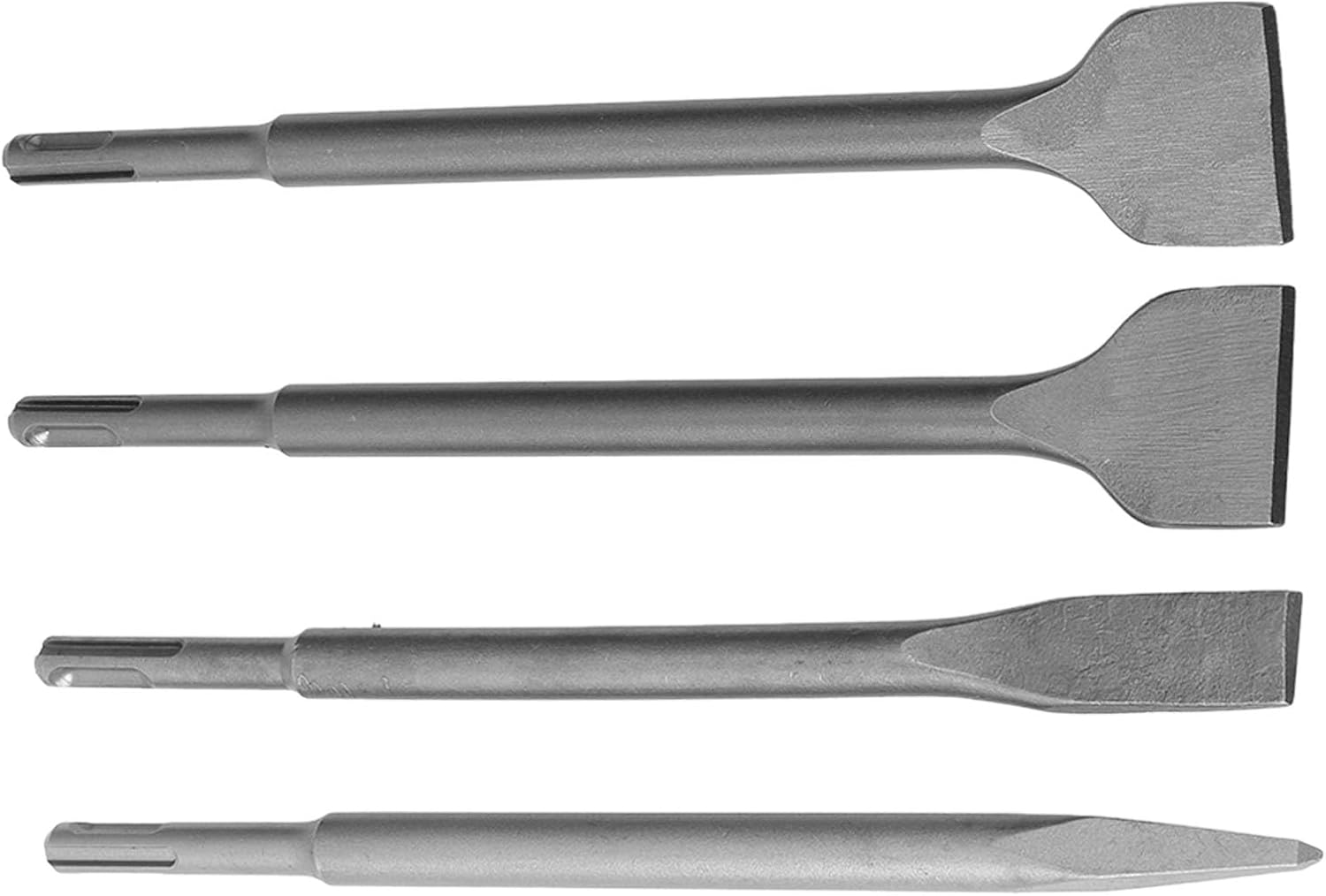 Garosa Round Shank Chisel Bit Kit, 4Pcs 40CR Electric Hammer Chisel Bit Set with Pointed Flat Tips, for Concrete Structure Demolition Chipping and Masonry Work Users
