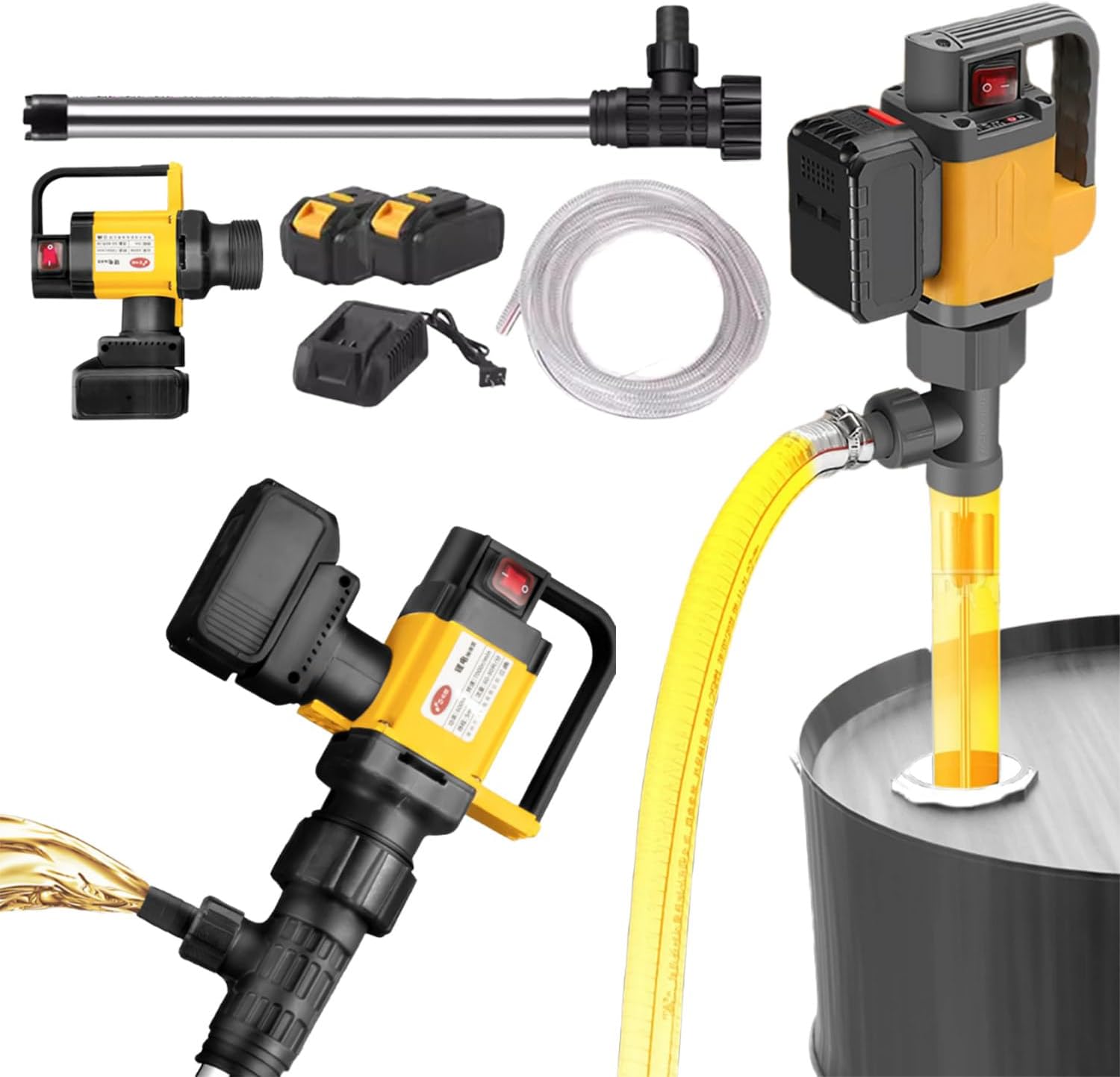 850w Diesel Transfer Pump, 3500rpm Fuel Barrel Pump, Three Adjustable Speeds, 60-80l/Min Flow Rate, 5.0 Head, Suitable for Large Equipment and Food Processing,A