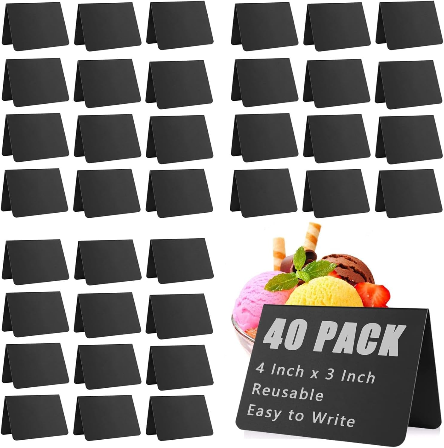 Abaigeal 40 PCS Mini Chalkboard Signs 10 x 7.5 cm Food Labels for Buffet Mini Blackboard Signs for Wedding Party Buffet Birthdays Bakery