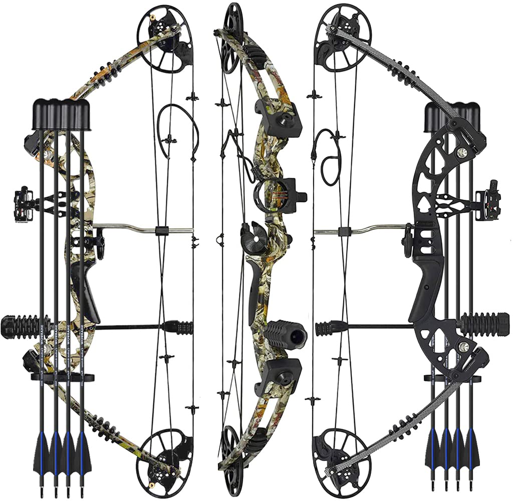 Kit Arco Compound Completare Set di Arco Composto 30-70lbs Regolabile Kit Arco Compound per Adulti Equipaggiamento da Caccia 320fps Mano Destra