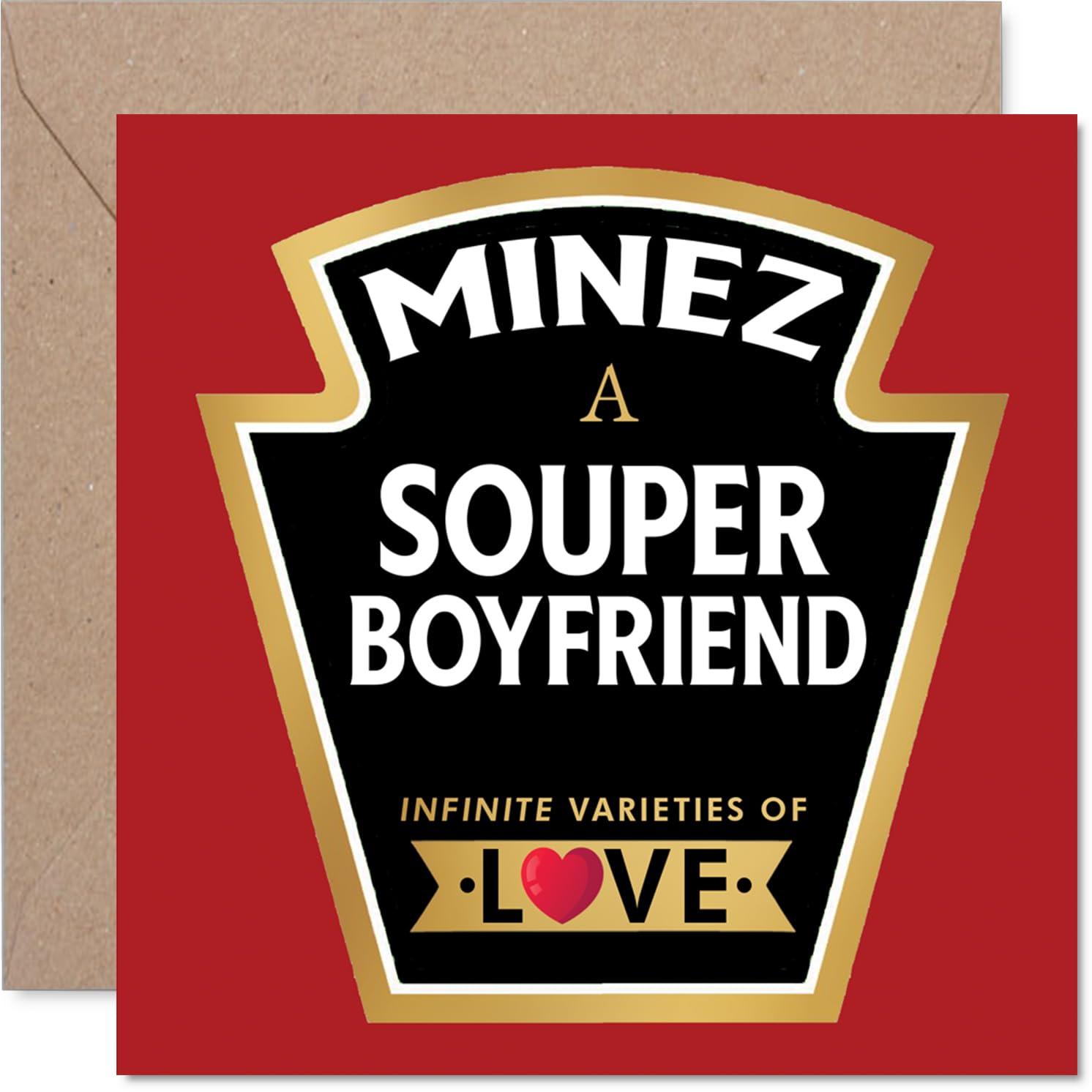 Boyfriend Birthday Card - Souper - Happy Birthday Card for Boyfriend from Girlfriend Partner, 145mm Product Label Design Bday Greeting Cards