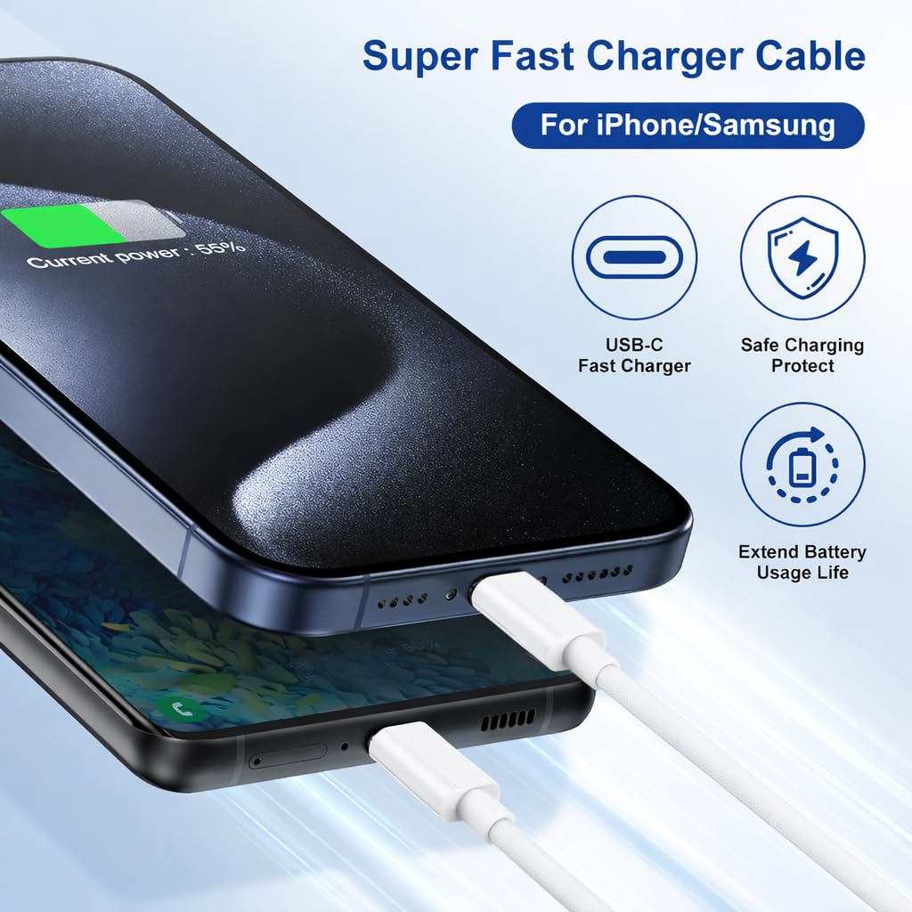 Cavo USB-C Tipo C 1m Bianco Per Sony Xperia E Altri - Ricarica Veloce E Dati - Foto 2