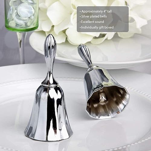 Miniatura 6 de FASHIONCRAFT 4603 Campanas de boda de plata, en metal fundido cromado, campanas de besos de boda, 1 pieza