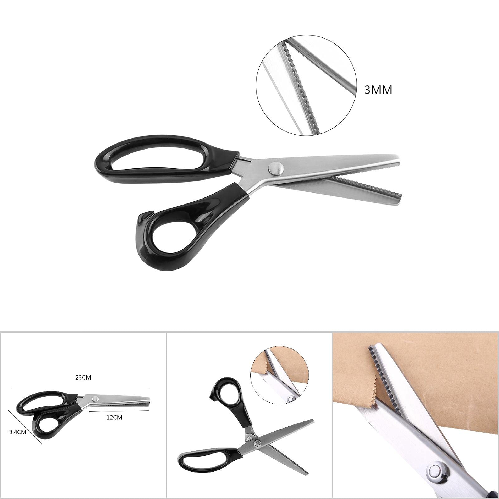 Decorative Fabric Pinking Shears Scissors Clipper Set, Sizes 3mm, 5mm, 7mm - Ideal for Crafts and Sewing Projects - Image 3