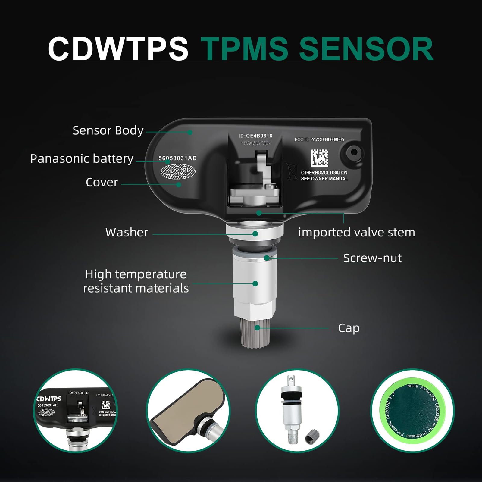 56053031Ad Sensore di Pressione Dei Pneumatici, Oem Tpms Sensore di Monitoraggio Della Pressione Dei Pneumatici di Ricambio Originale Tpms, per C.hrysler Dodg.e J.eep
