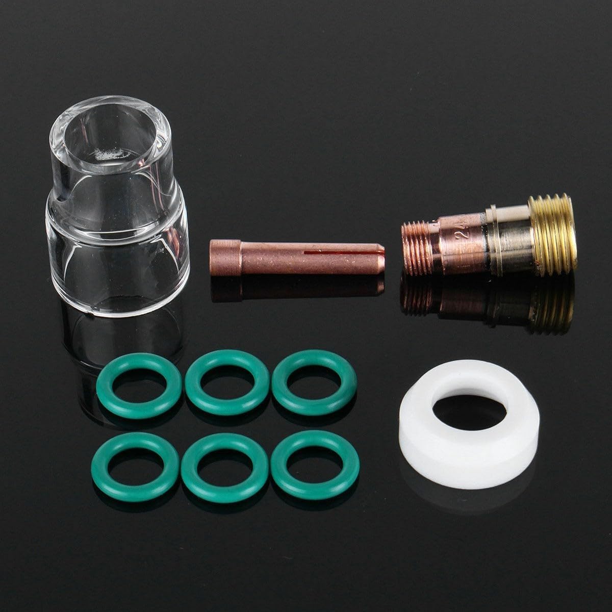 for Stubby Gas Lens Kit for WP-17/18/26 for TIG Torches, 2.4mm Clear Shield with Collet Body & O-Rings, Compatible with for Rilon Jasic Mitech Models