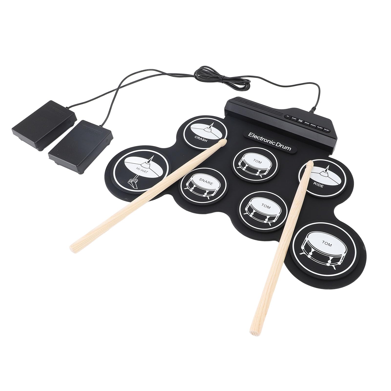 Pad per Batteria Elettronica Portatile USB, Set di Batteria Elettronica Pieghevole a Mano per Principianti, qualità del Suono Realistica, Metronomo per Musica Latina Pop Rock, Ottima Scelta