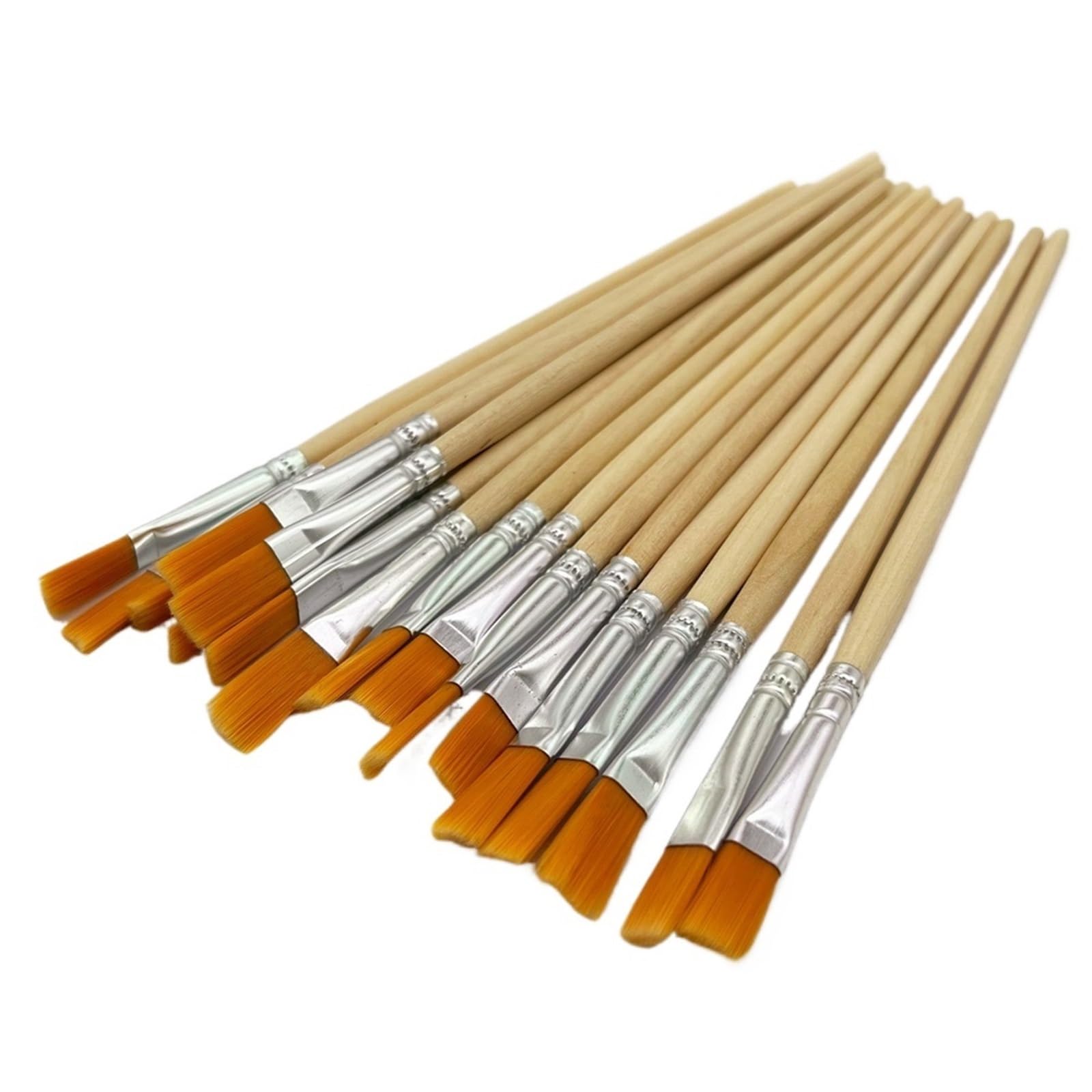 Pinceaux Lot de 100 pinceaux en Nylon for Peinture, Graffiti, Acrylique, Aquarelle, Fournitures d'art Professionnelles, Tige Plastique, Tube Aluminium, Stylo à Ligne(Wood A (Yellow) 100p)