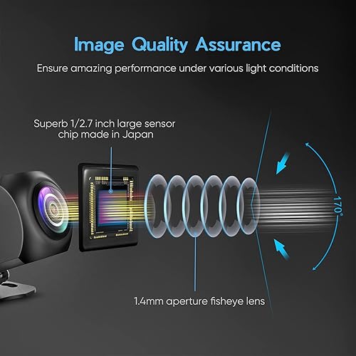 Miniatura 2 de Cámara de respaldo HD, carcasa de metal de 170 grados, ángulo de visión amplia, cámara de visión trasera para automóvil, visión nocturna clara IP69,