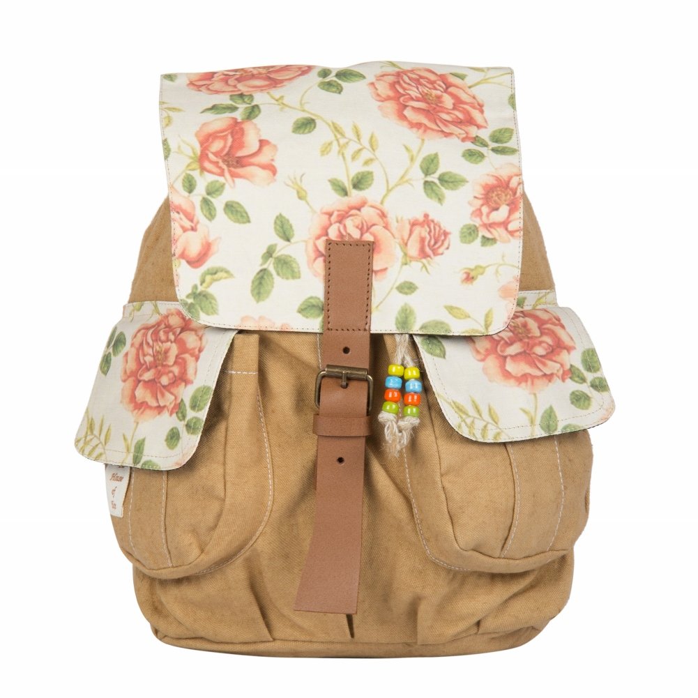 Casual Canvas Backpack for Men & Women 22 Liters | Waterproof Cloth Bag for Office & College with Spacious Compartment, Adjustable Leather Strap Closure & External Pockets | Beige-image-47