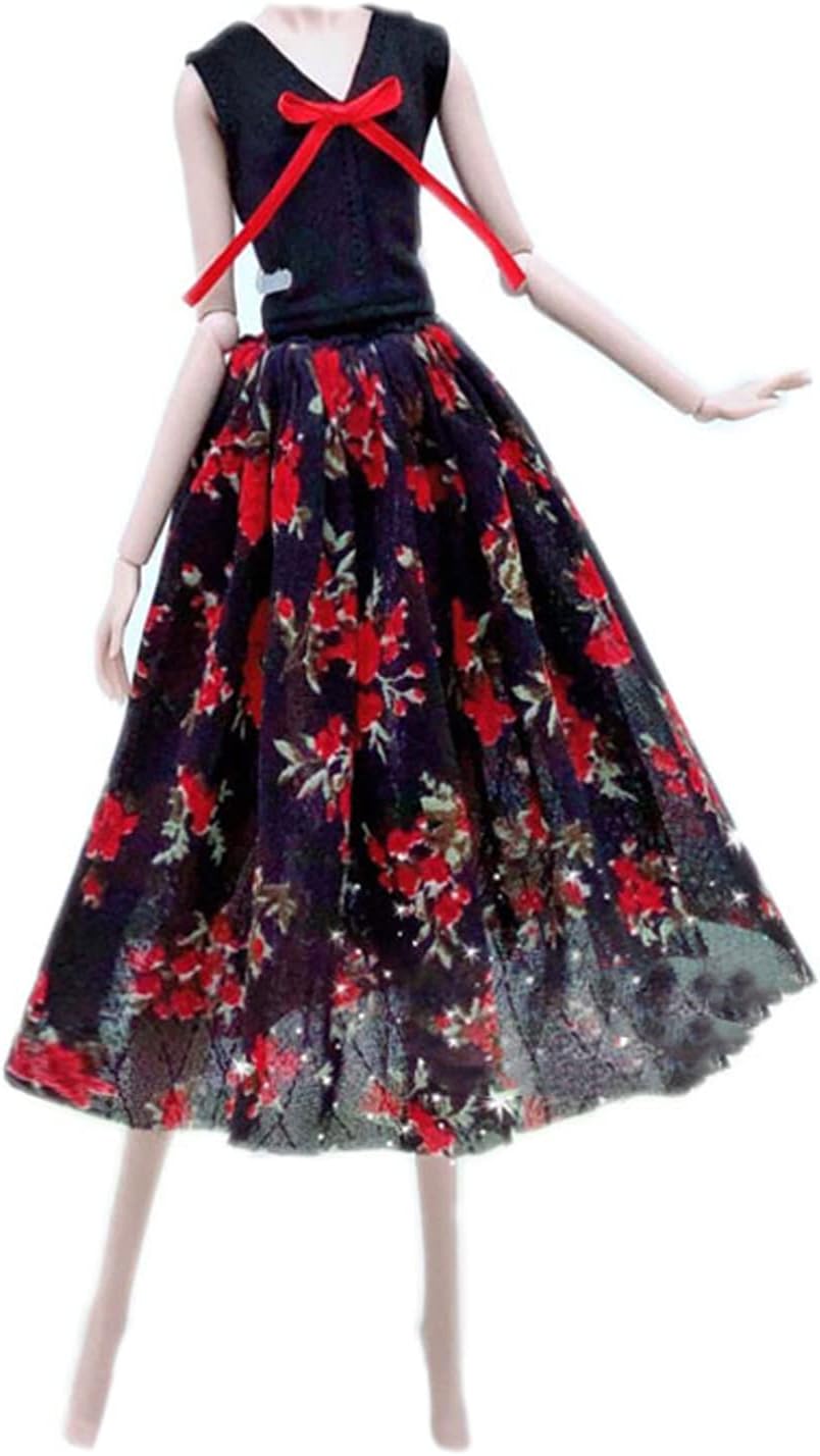 Fashion Doll Clothes Dress and Accessories 5 Sets Doll Dress Outfits + 12 Pairs Random Style Shoes for 11.5" Girl Dolls (Style F)