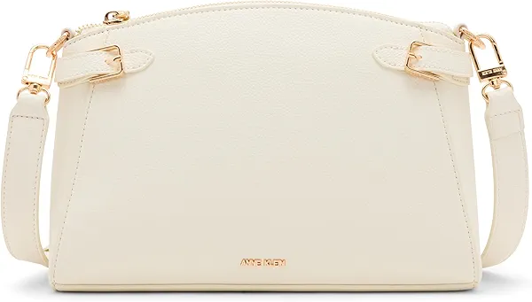 Anne Klein Womens Belted Dome Crossbody, Anne White