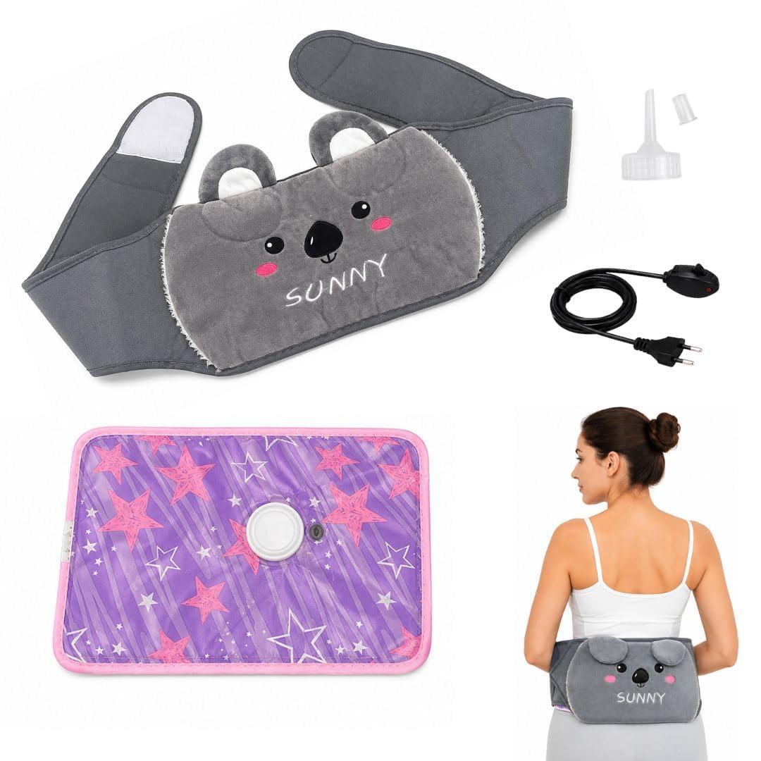 Electric Heating Bag with Waist Belt for Pain Relief | Rechargeable Hot Water Bag for Back Pain Period Cramps Neck Shoulder Knee & Muscle Therapy | Soft Plush Heating Pad with Adjustable Belt-image-26