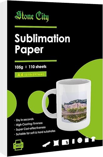 Papel de sublimación A4 de 110 hojas para transferencia de calor, vaso, regalo de bricolaje, taza, camiseta, tela ligera compatible con impresora de