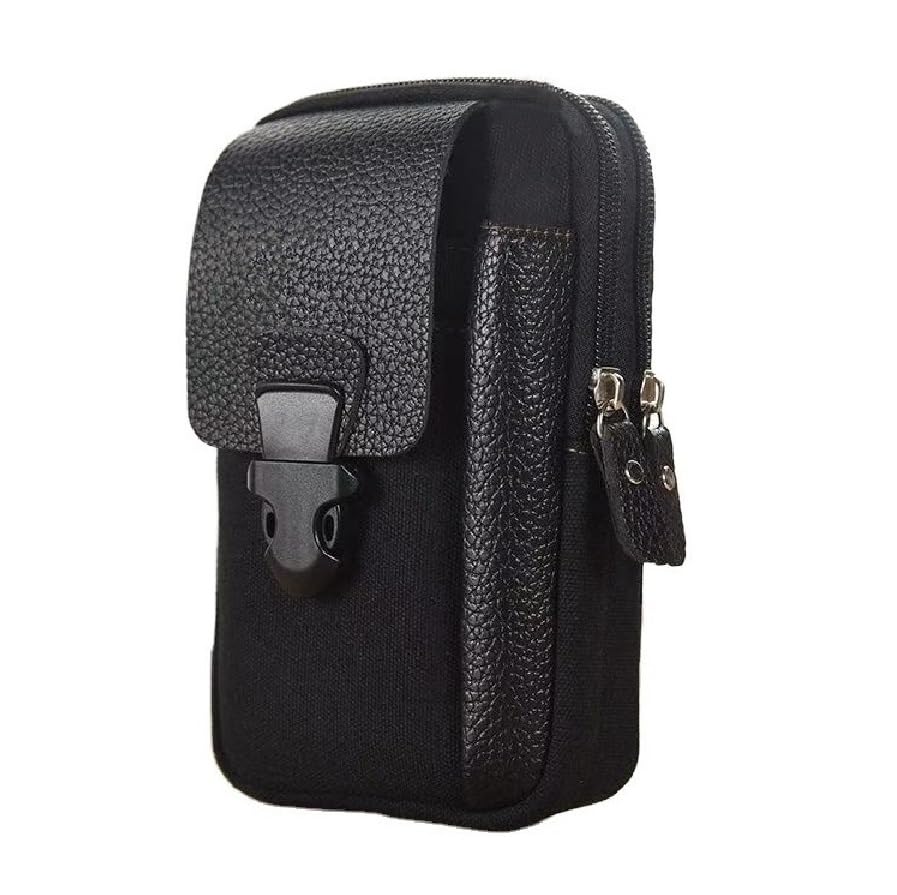 GOTEO Men's Mobile Phone Waist Belt Pouch Passport Holder Bag for Travel Sports Walking Running Camping Hiking (Black)