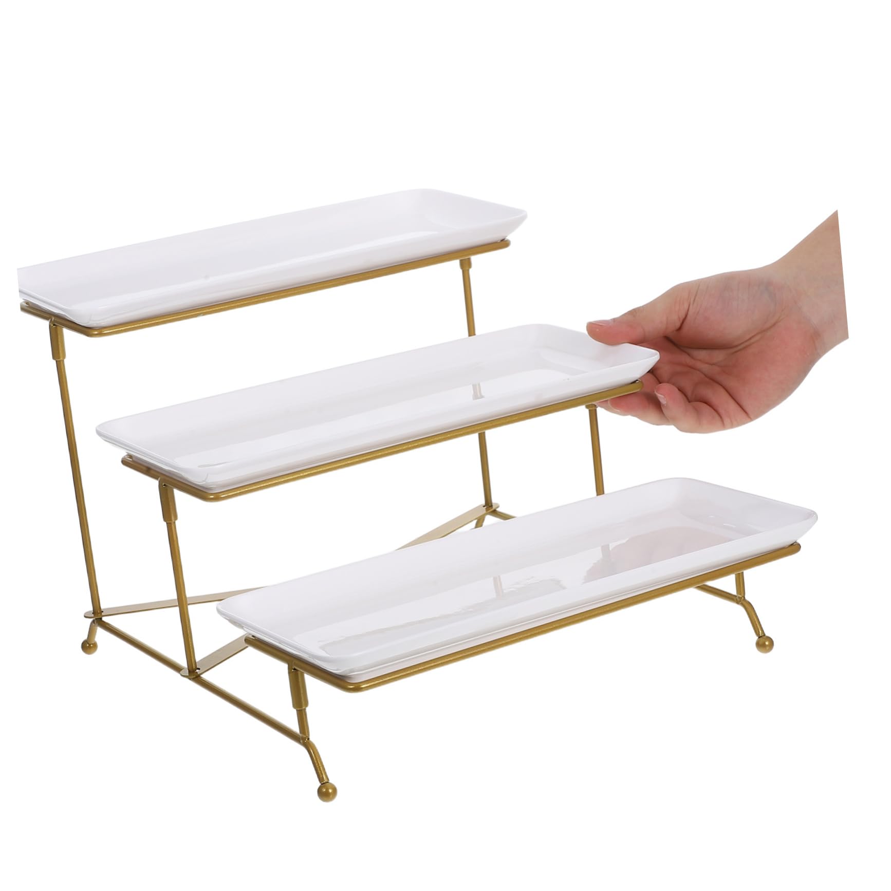 Espositore per dessert, cupcake, frutta e antipasti, elegante ed elegante, bianco, vassoio da portata ideale per buffet ed eventi