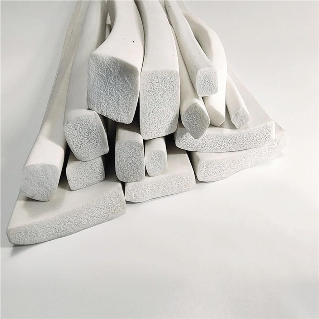 Tira de Sellado de Espuma de Silicona, Tira Rectangular Blanca del lacre de la Esponja Espuma silicón for los tamaños múltiples Las Puertas y Windows | Length 5M 10mmX20mm