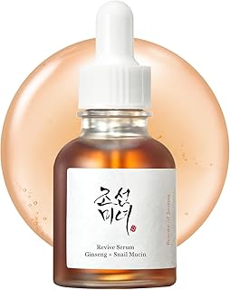 Beauty of Joseon Revive Snail Mucin Ginseng Serum Hydrating Peptide Facial Moisturizer Dark Spot Acne Scar Remover for Sensitive Face. Korean Skin Care for Men and Women, 30ml, 1fl. Oz